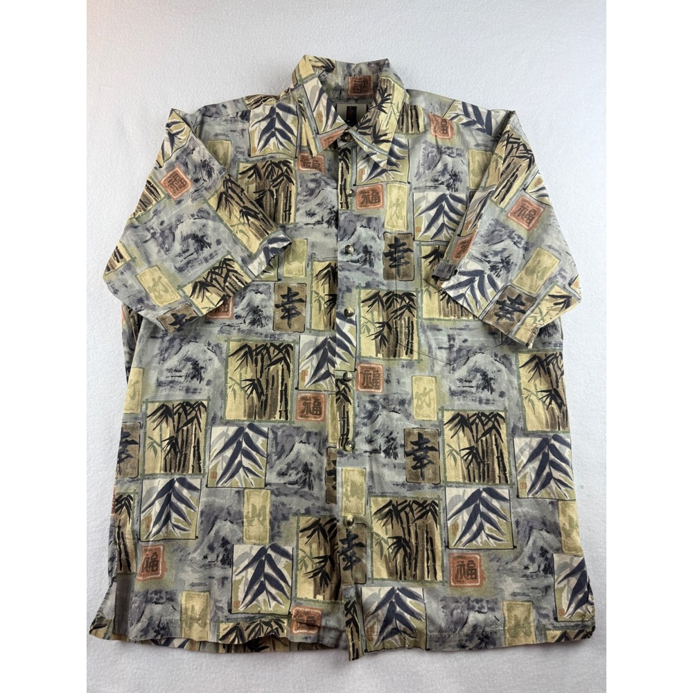 Tori Richard Honolulu Short Sleeve Button Up Asian Bamboo Print Shirt